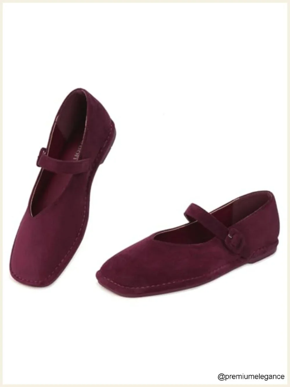 Elegant V-Cut Square Toe Mary Jane Flats with Adjustable Strap Ballet Shoes